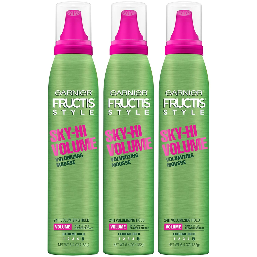 Fructis Style Sky-Hi Volume Mousse, Extreme Hold, 6.4 Oz, 3 Count (Packaging May