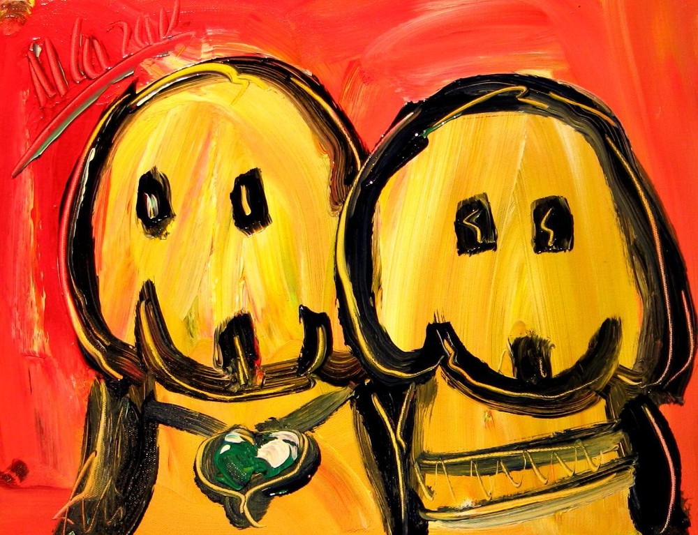 DOGS    BY MARK KAZAV CANVAS ORIGINAL OIL  PAINTING  CANVAS H5T45T