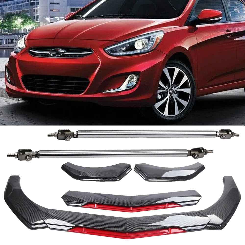 Hyundai Genesis Carbon Fiber Front Bumper Lip Spoiler Splitter with Strut Rods