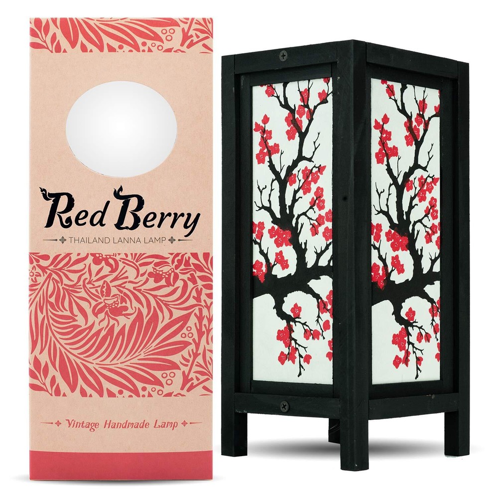 Japanese Sakura/Cherry Blossom LAMP - Handmade Wood Table Lamp with Mulberry ...
