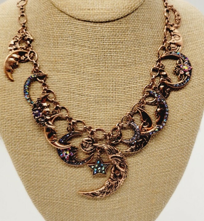 Kirks Folly Moon Shadow Charm Necklace COPPER Tone ADORABLE