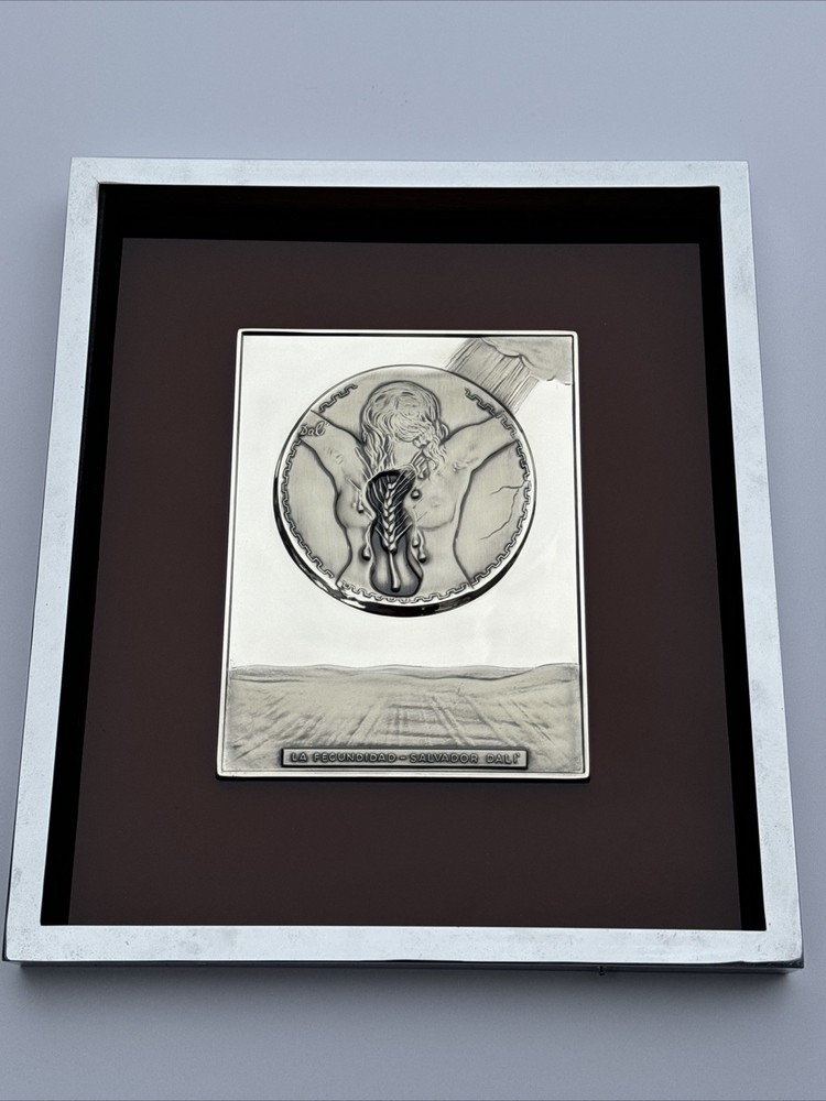 Salvador Dali Sculpture 925 Sterling Silver Plaque With Coa Surrealist Rare