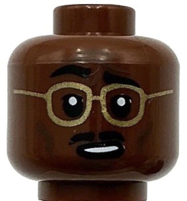 Lego New Reddish Brown Minifigure Head Dual Sided Black Eyebrows Moustache Part