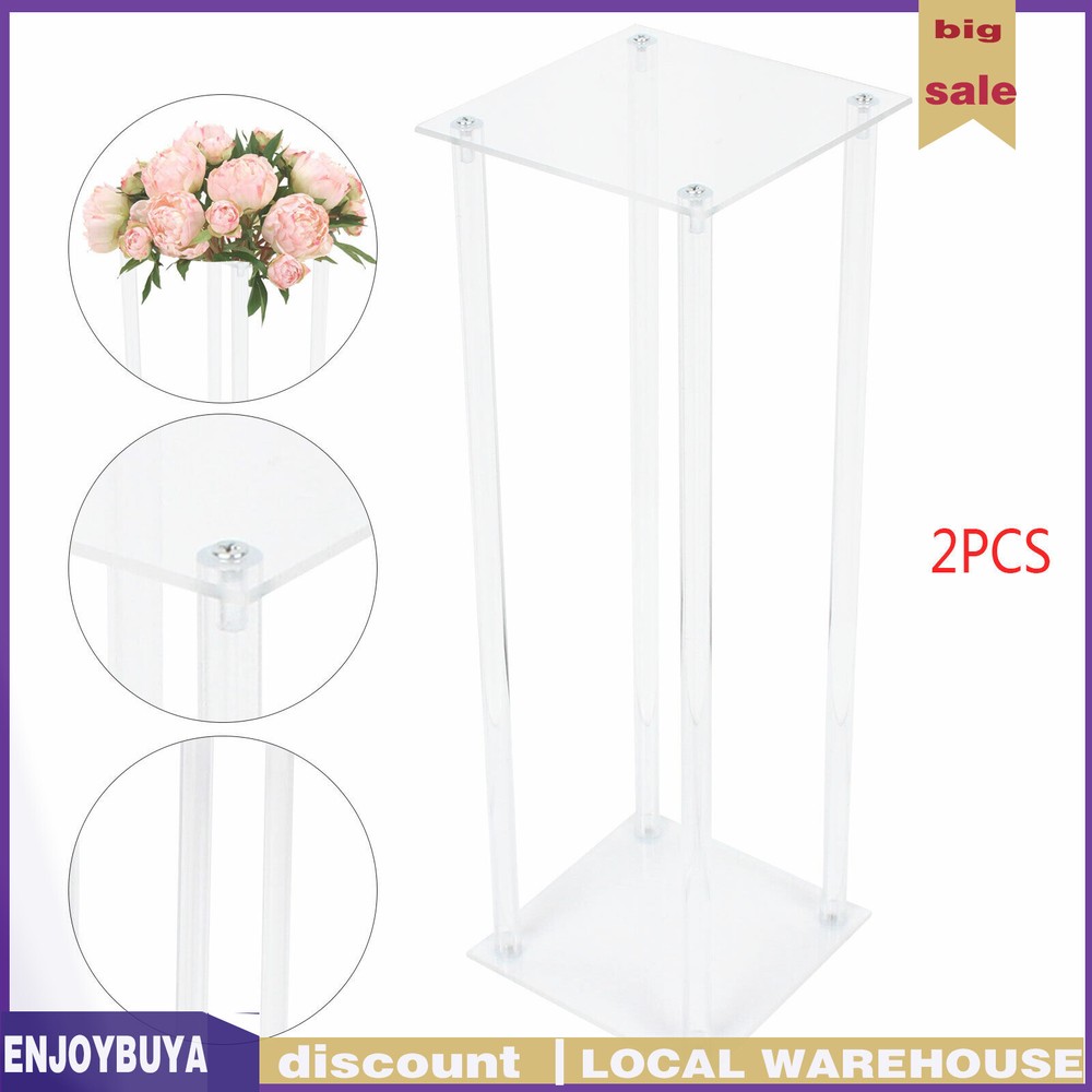 2x Acrylic Tabletop Vases Flowers Vase Column Stand Wedding Centerpieces Decor