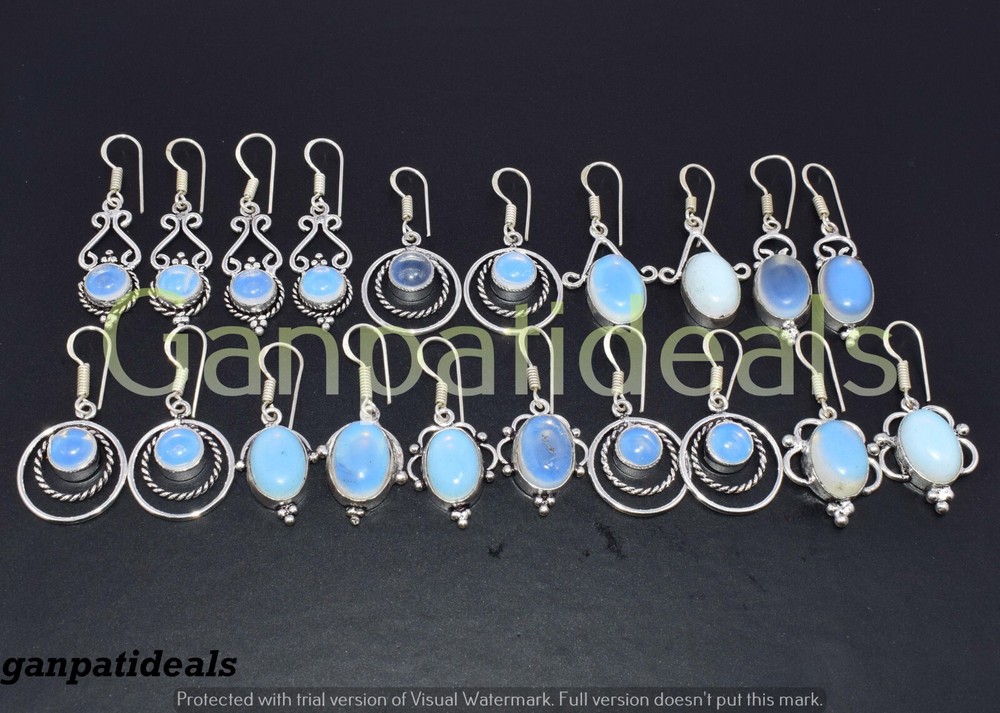 Christmas Sale: Opalite Gemstone Earrings in 925 Sterling Silver Plated Lot-image