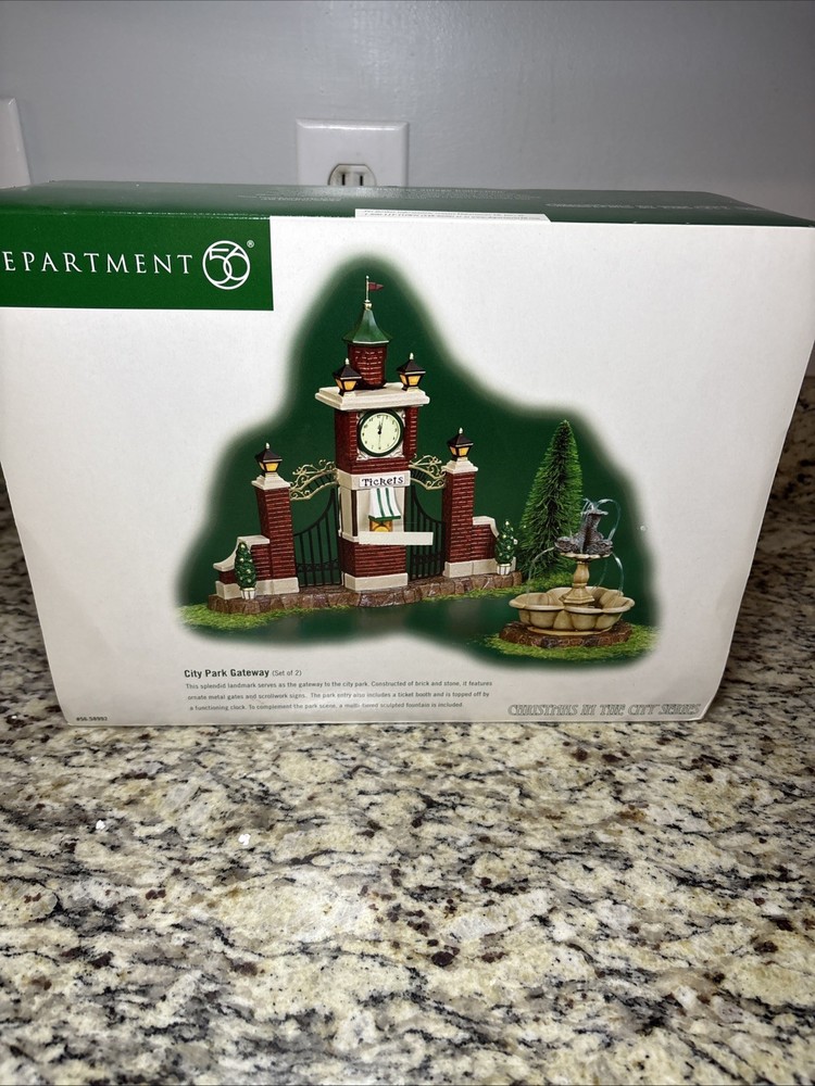 Department 56 Christmas In The City: “City Park Gateway” 2pc Set- New