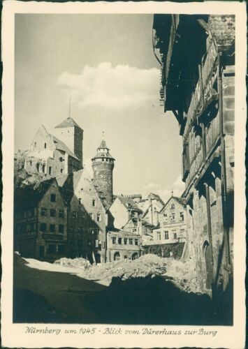 Postcard Nuremberg around 1945 view from the Dürerhaus to the castle (9949)