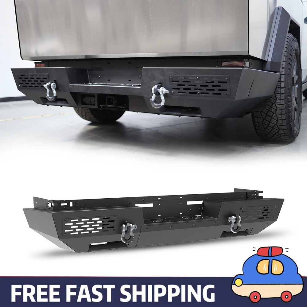 2 in 1 Steel Rear Bumper Powder-Coated w/Shackles For 2024-2026 Tesla Cybertruck
