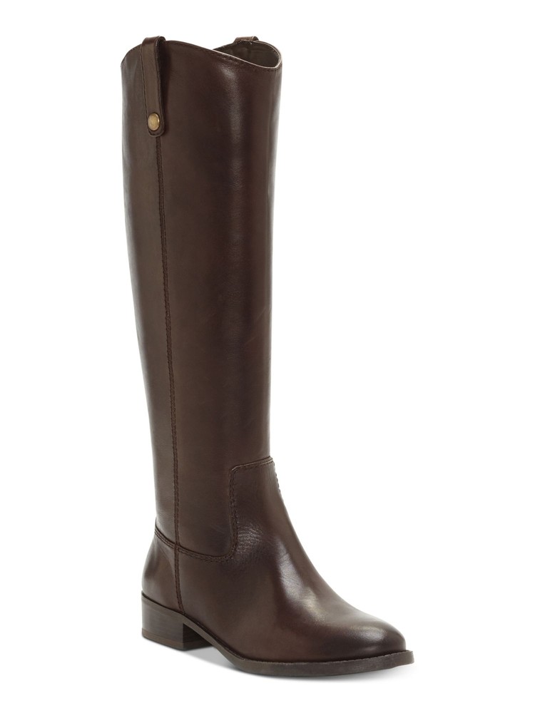 INC Womens Brown V Elastic Fawne Round Toe Block Heel Leather Riding Boot 7 M