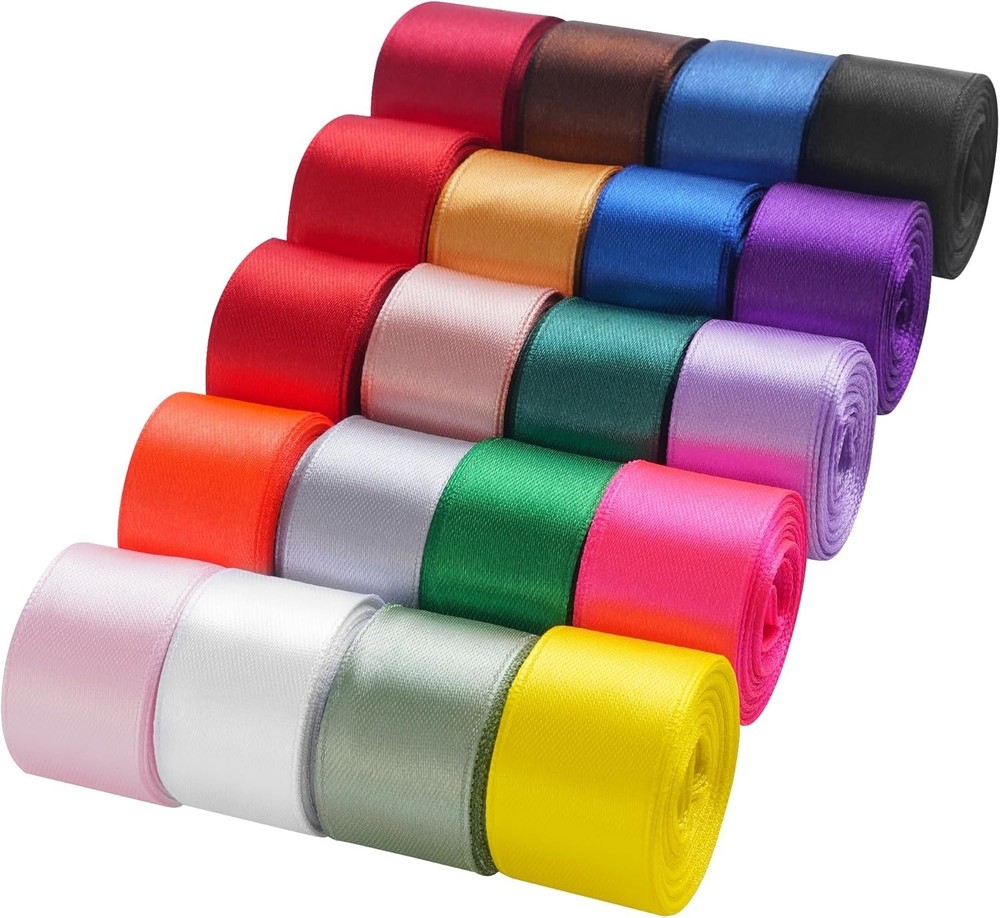 20 Colors 100 Yard Double Faced Satin Ribbon Fabric Ribbon Assorted Ribbon Ro...