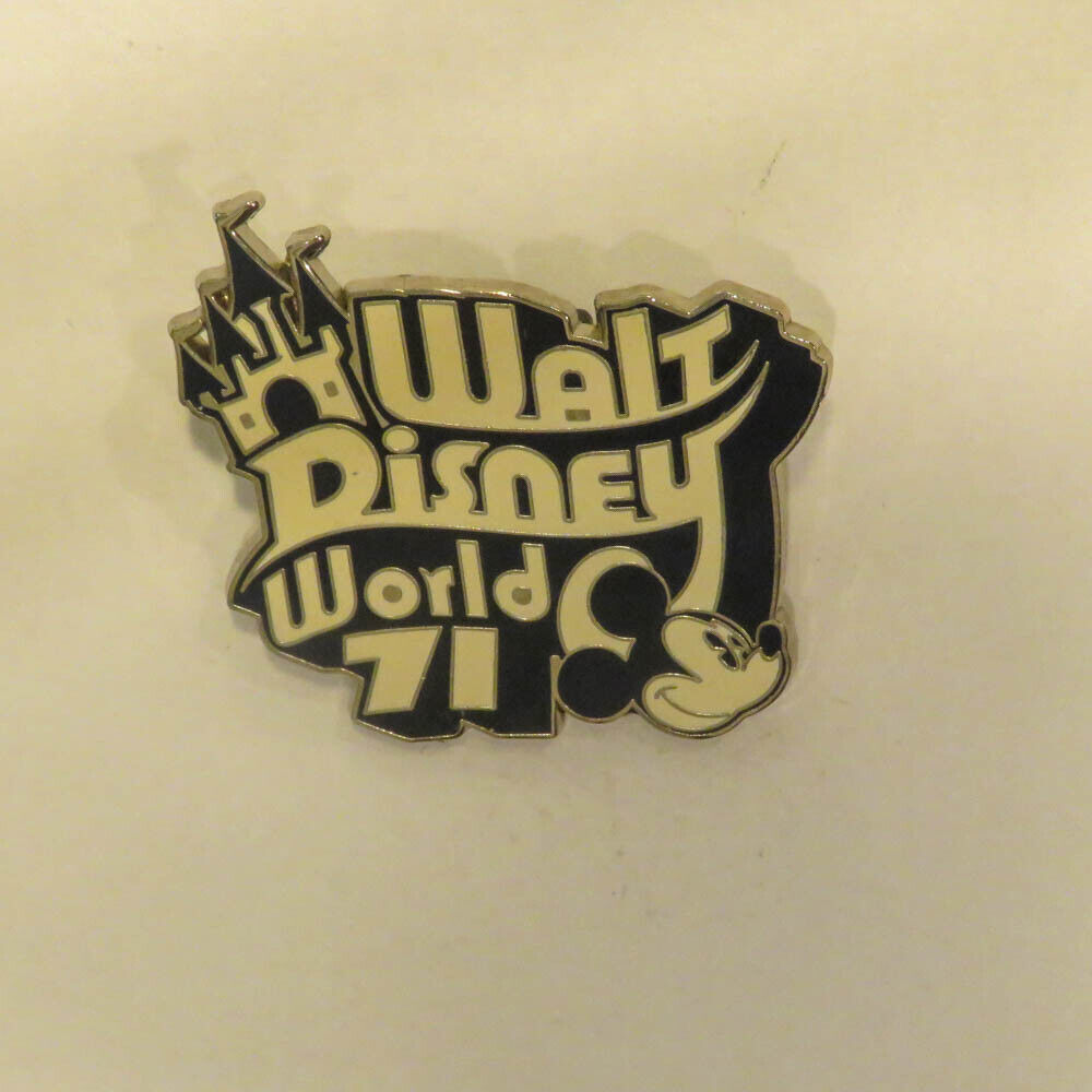 Disney World Retro Logo Pin featuring Mickey and Cinderella's Castle from 1971