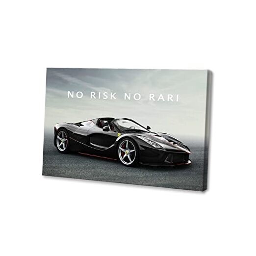 Motivational Car Canvas Wall Art 24x18 Inches No Risk No Rari Inspirational Decor