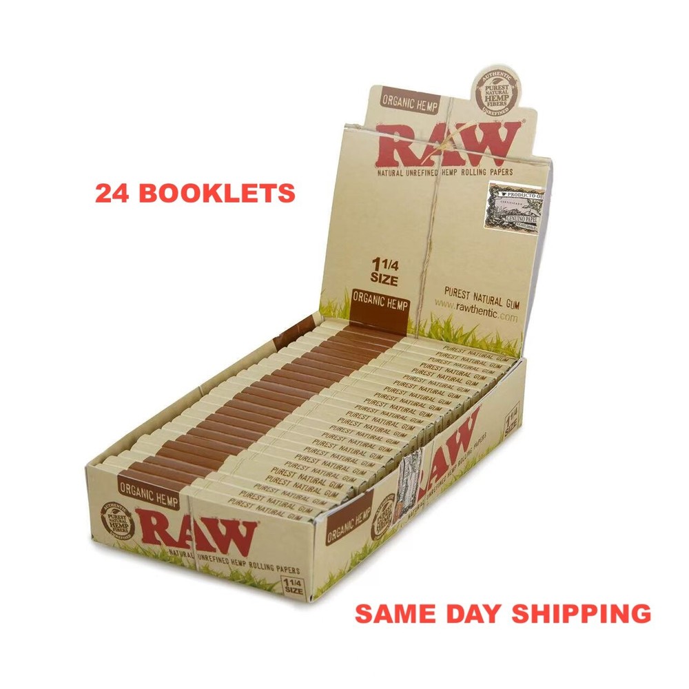 Raw Organic Hemp Rolling Papers 1 1/4 HBI Bulk Wholesale 24 Booklets Box