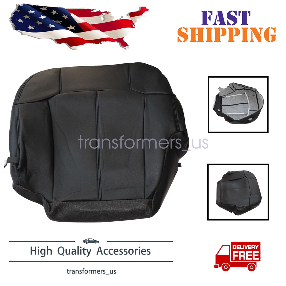 1999-2002 Chevy Silverado GMC Sierra Driver Bottom Leather Seat Cover Black  