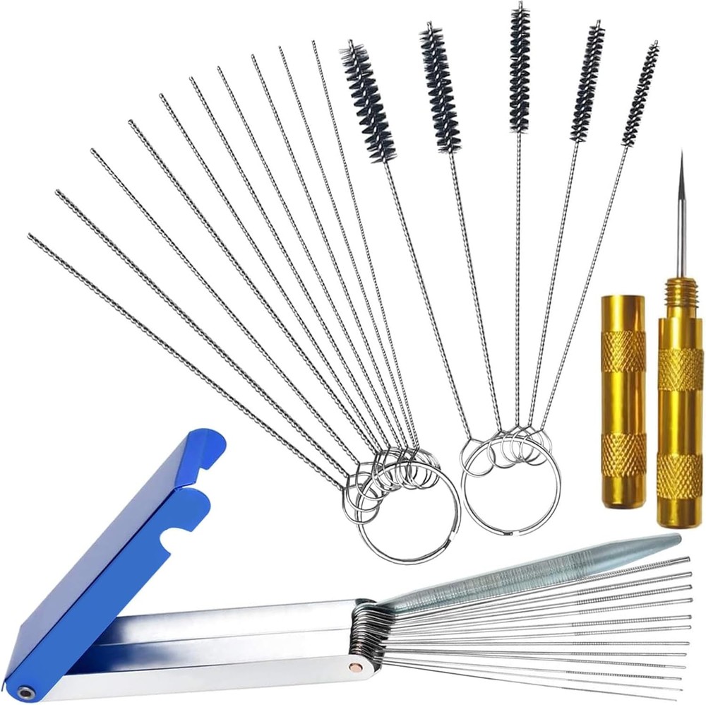 Carburetor Cleaning Kit, 13 Wires + 10 Needles + 5 Brushes + 1 Pick, Premium...