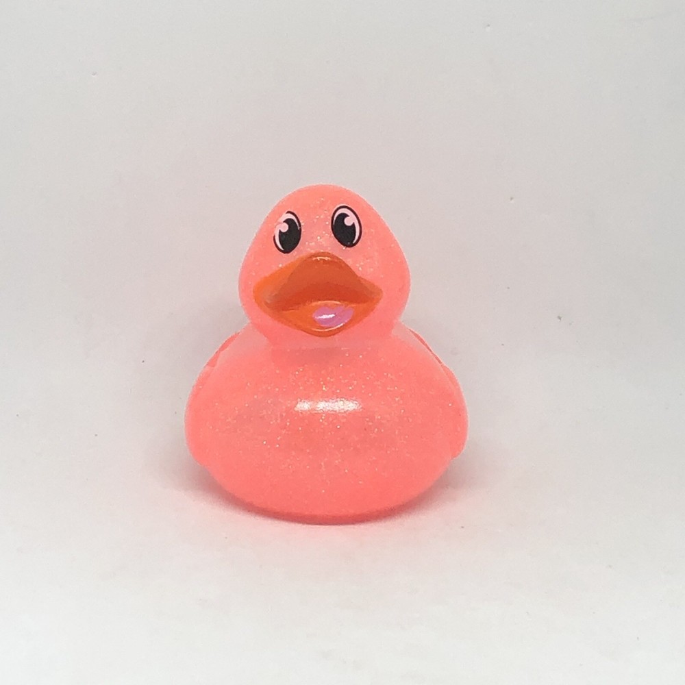 Glitter Peach Pink Rubber Duck 2 Inch Bath Pool Jeep Toy Ducky