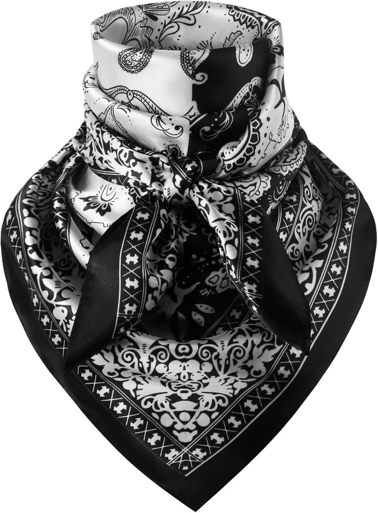 35 Inch Wild Rag Cowboy Bandana Scarves for Men, Large Neckerchief Silk Feel Wes