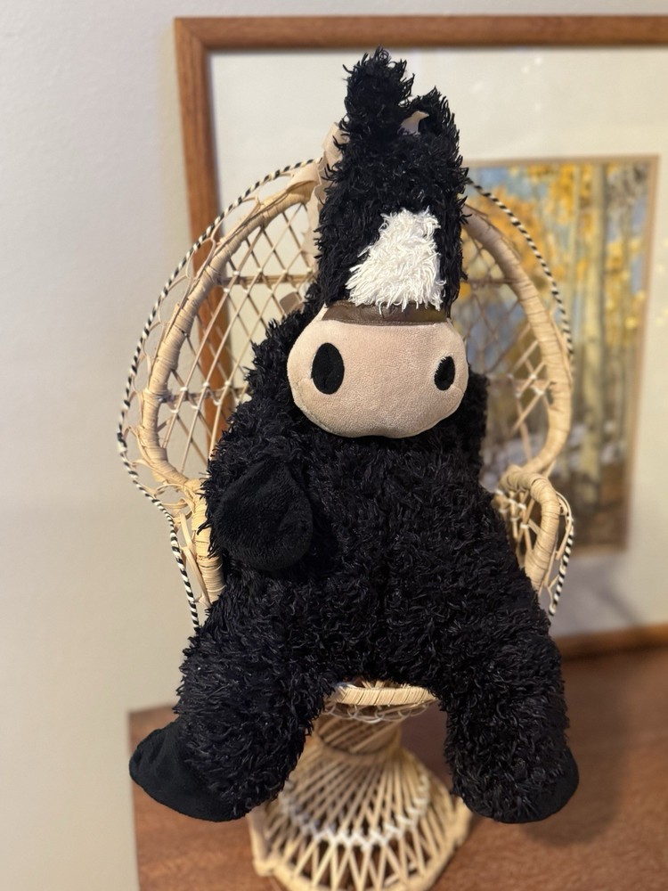 Jellycat London Black Primrose Pony Large Plush Stuffed Horse Ribbon Mane 15