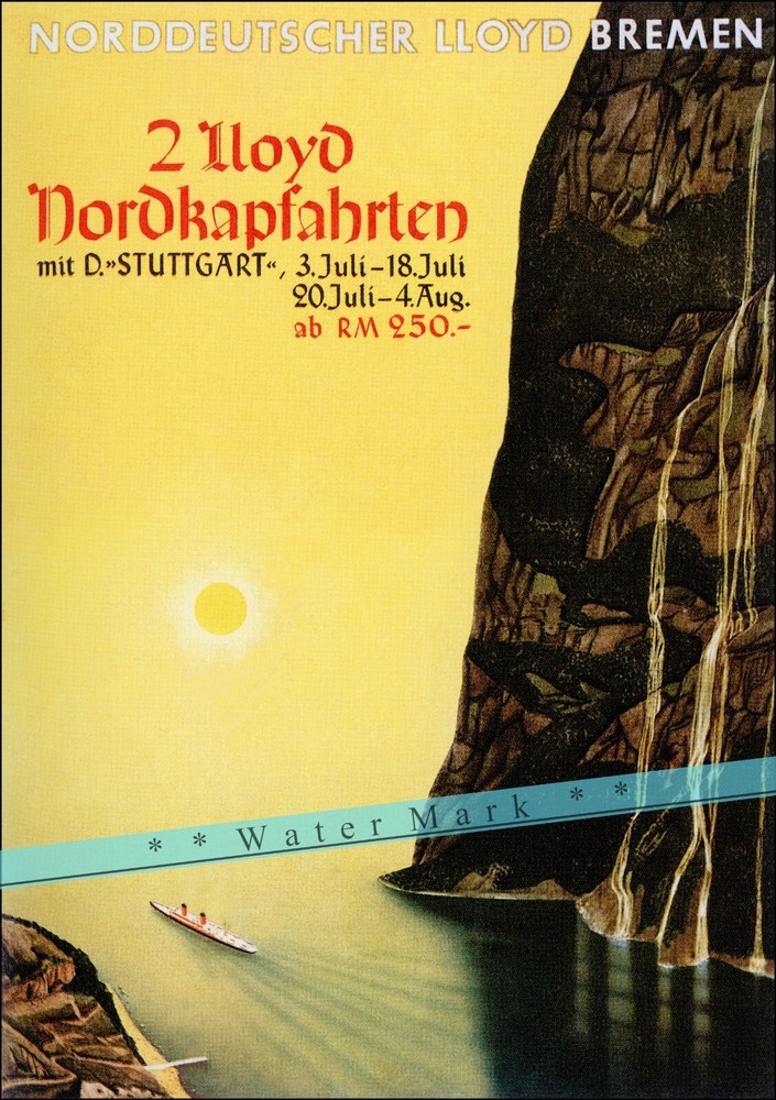 ND Lloyd Bremen 1915 German Ship Vintage Poster Print Retro Style Wall Art