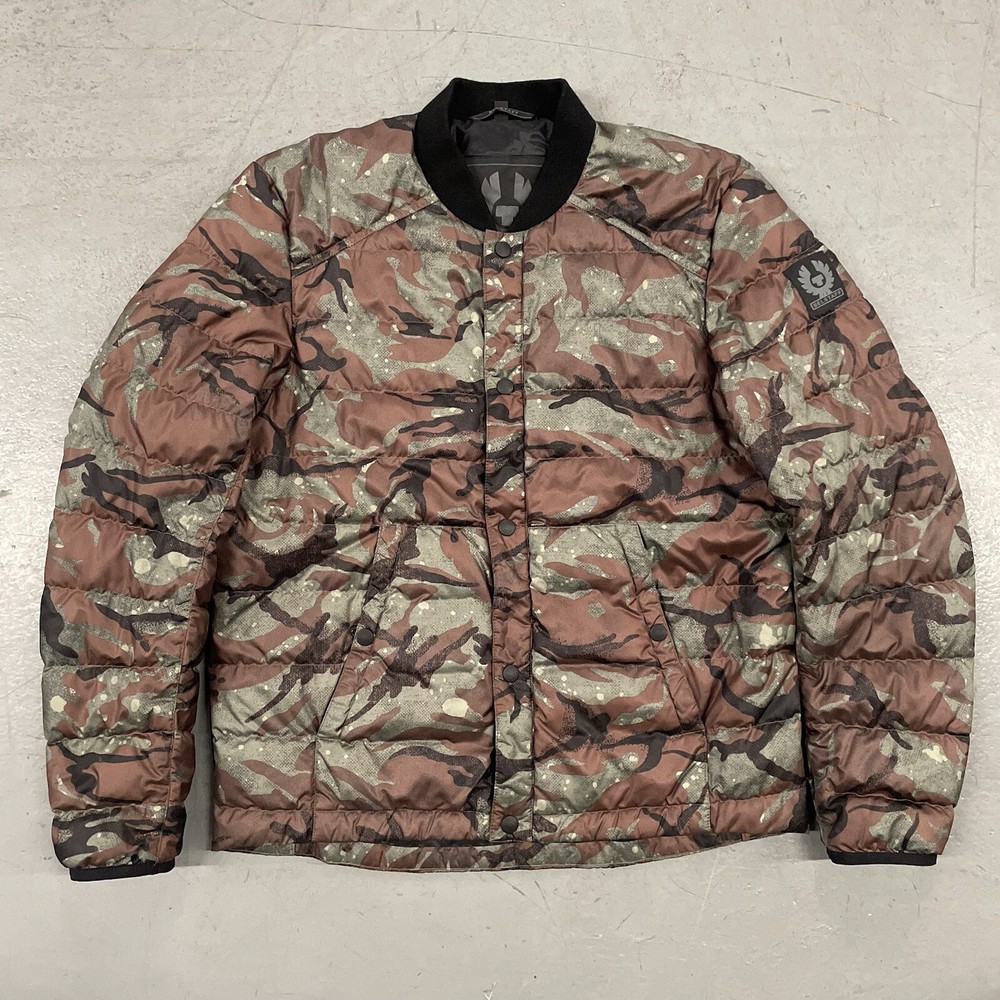 Belstaff Men's Green Camo Print Down Jacket Sz 48EU 38US Medium