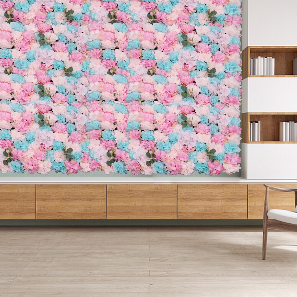 12pcs Artificial Flower Wall Rose Floral Panel Backdrop Decor for Party Wedding