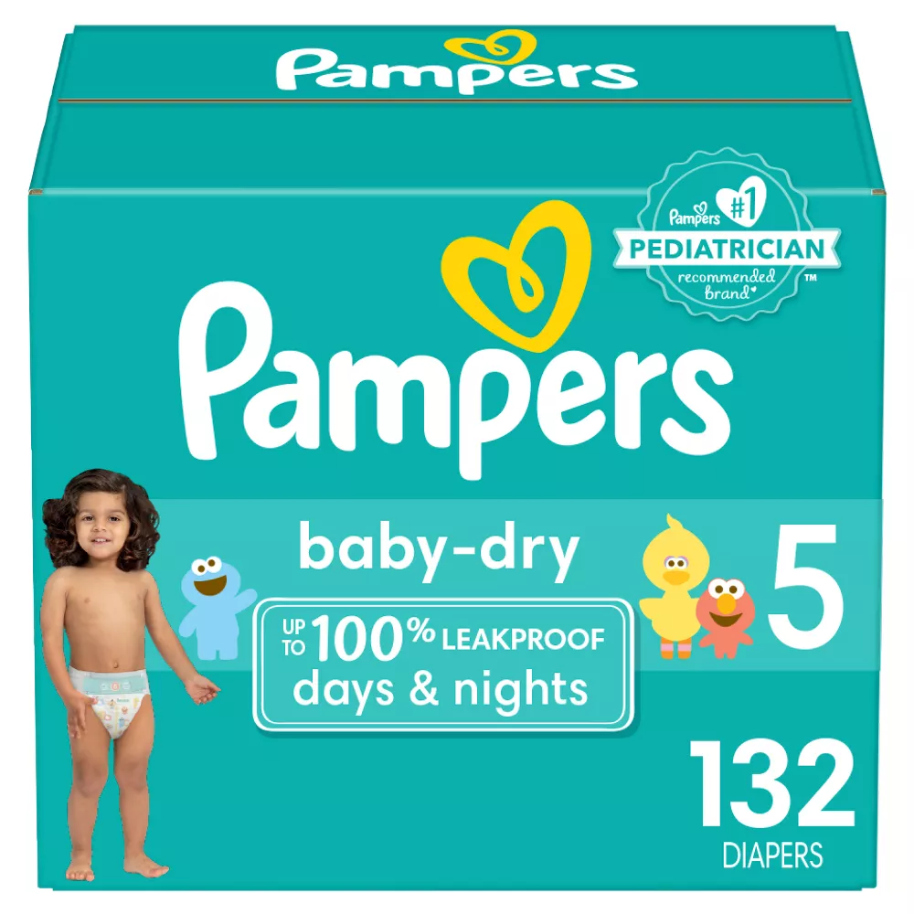 Pampers Baby Dry Diapers Size 5, 132 Count (Select for More Options)