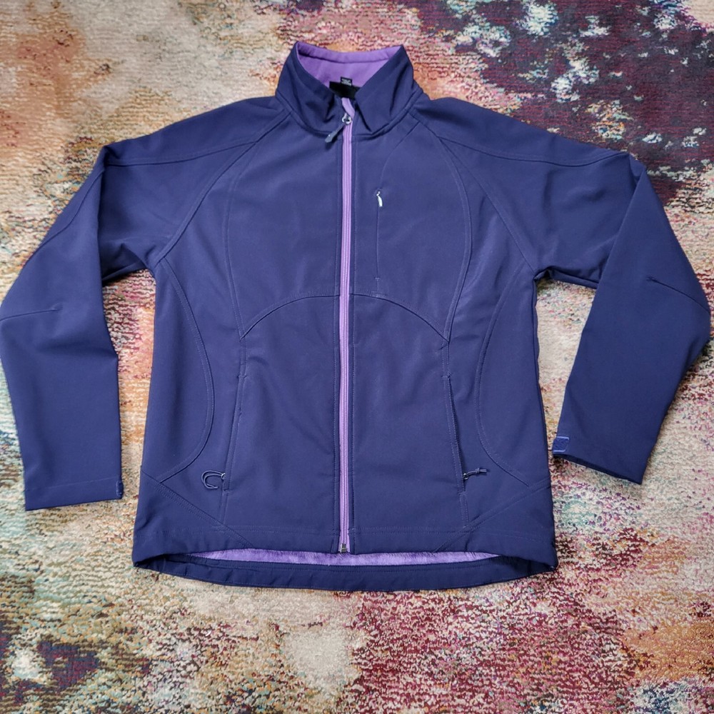 Double Diamond Softshell Purple Jacket Medium Size Full Zip Faux Fur Lined Coat-image