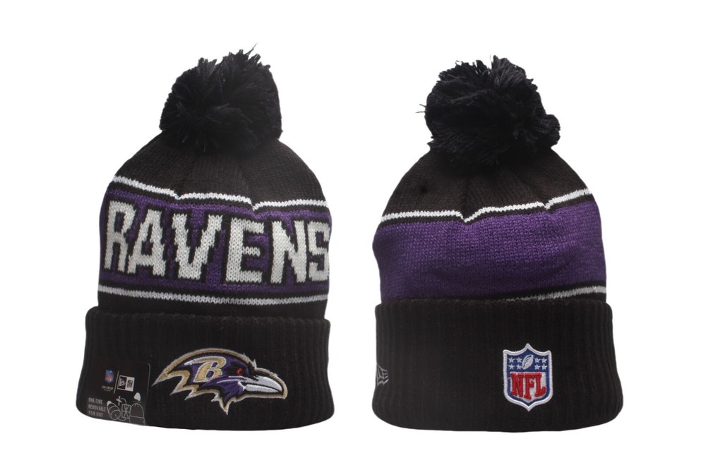 New NFL Sports Knitted Hat Baltimore Ravens Beanie Hat Fleece Lined Warm Hats