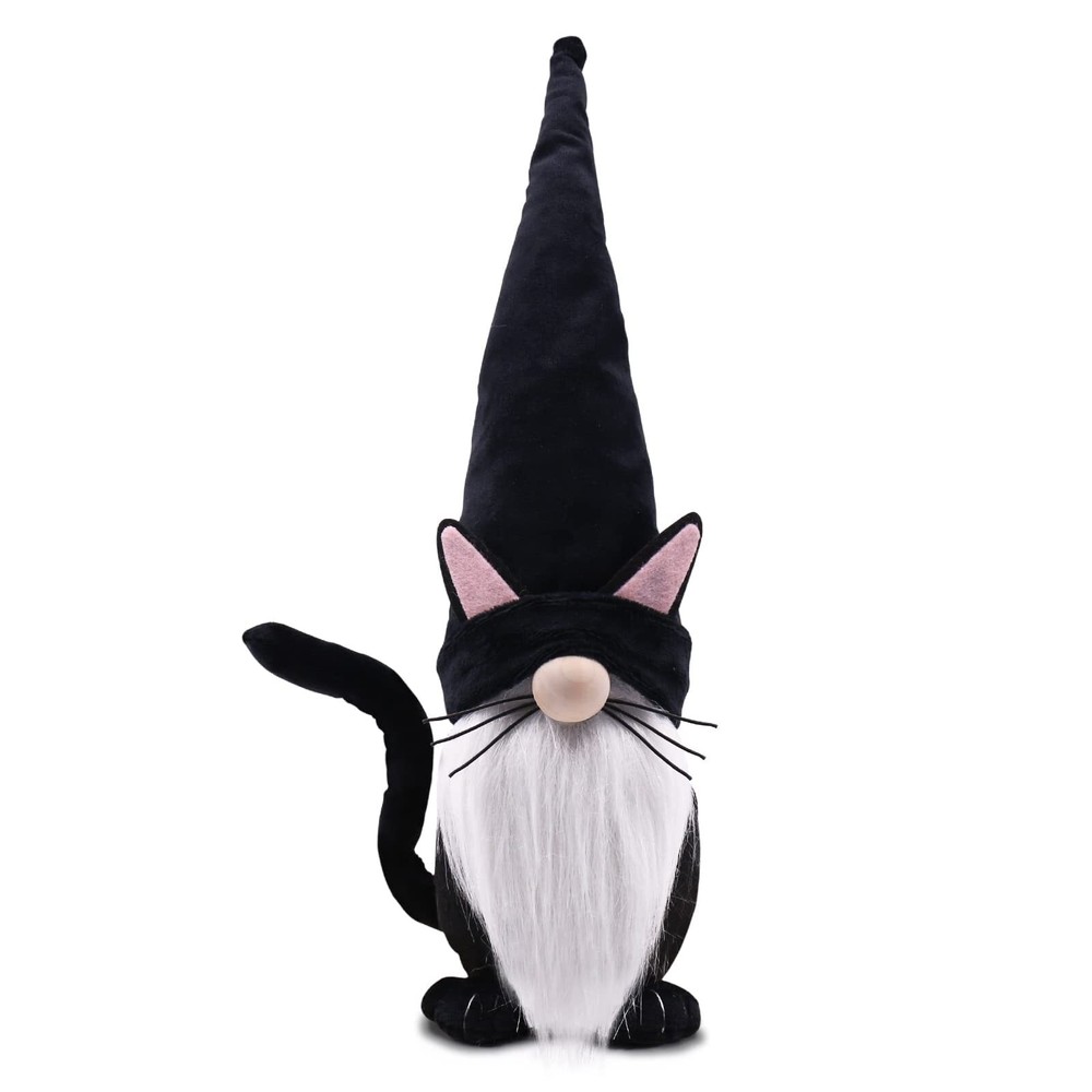 Black Cat Gnome Spring Decorations Collectible Figurines Gnome Plush Farmhous...