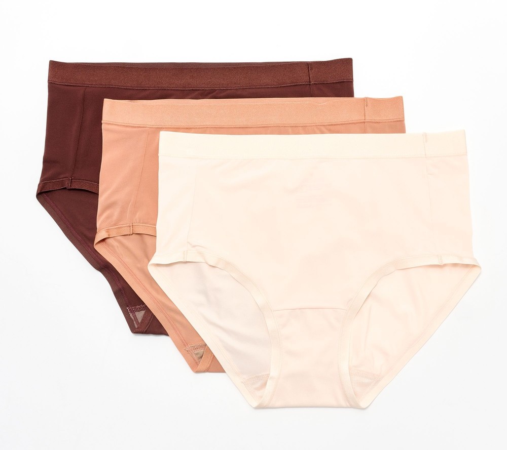 Breezies Women's Panties Sz M Signature Satin Trim S Brief Beige A606710