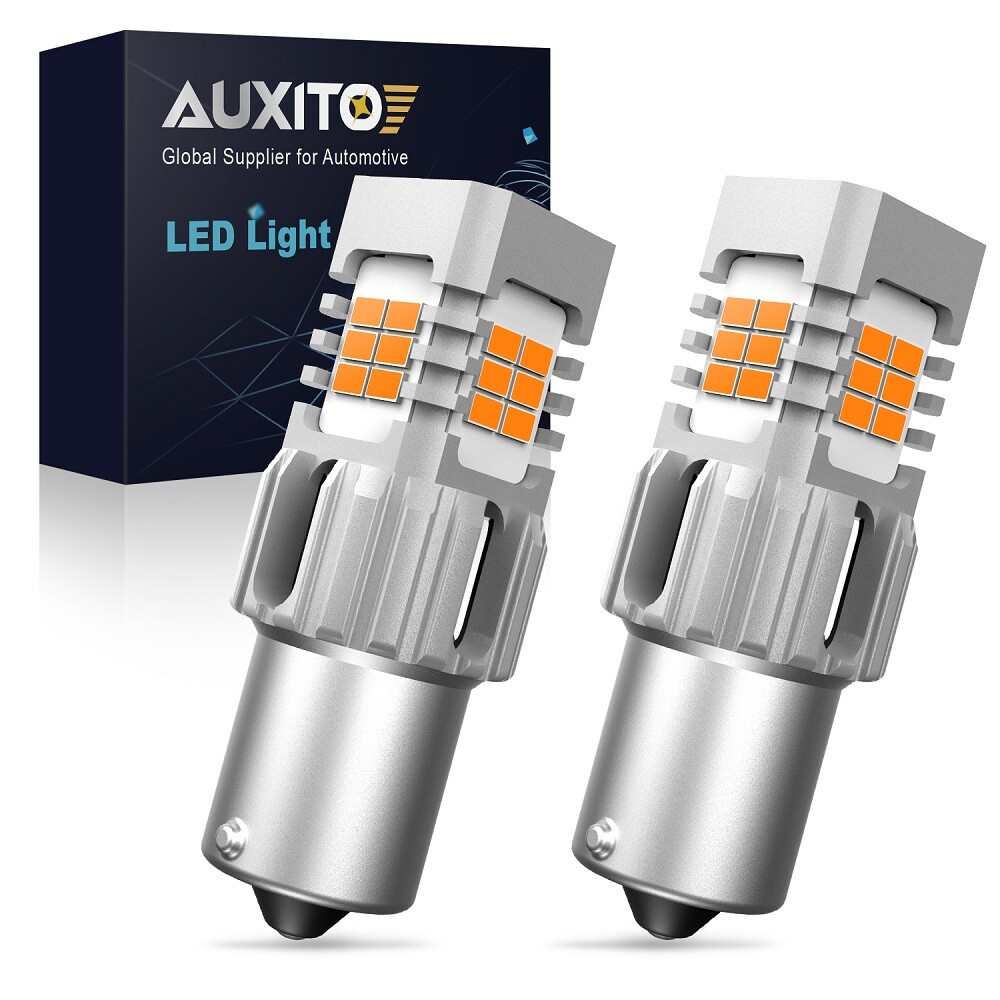 AUXITO 1156 7506 LED Front Turn Signal Light Bulbs No Hyper Flash Amber Yellow