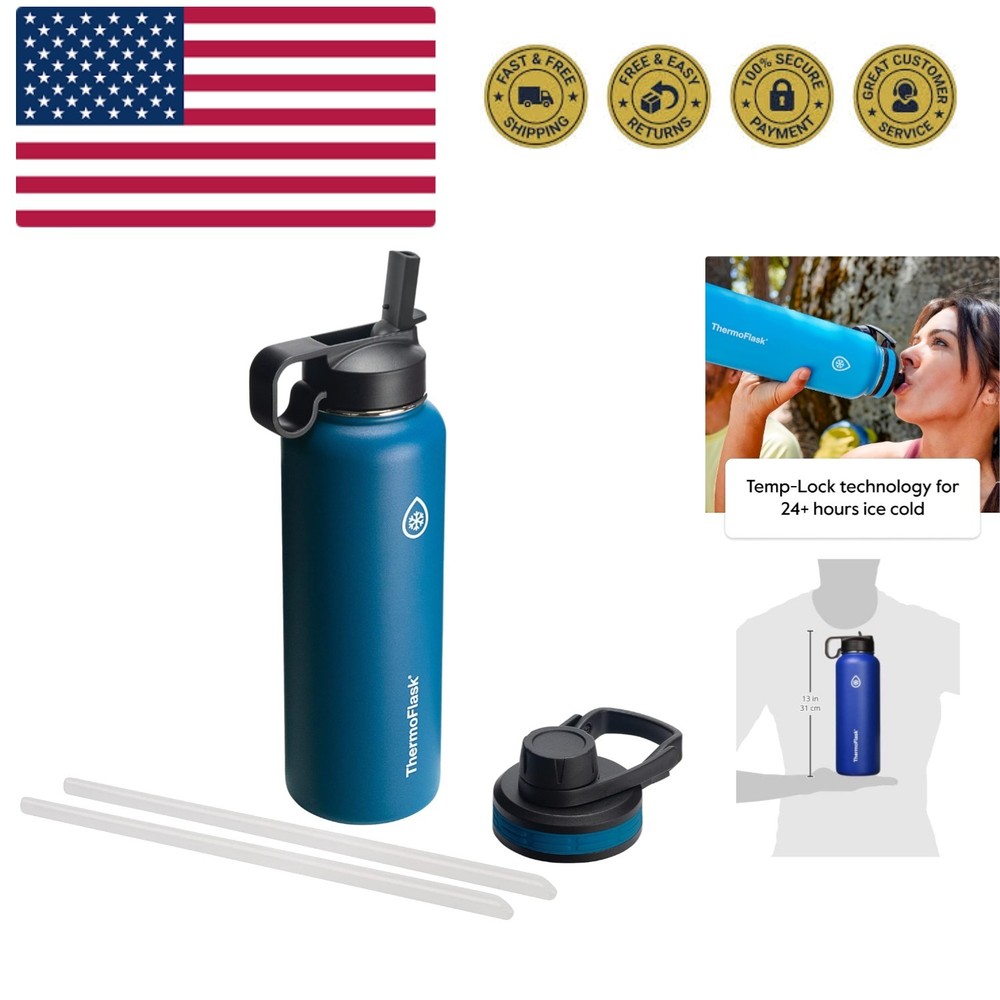 40 oz Double Wall Vacuum Insulated Stainless Steel Water Bottle - Reusable wi...
