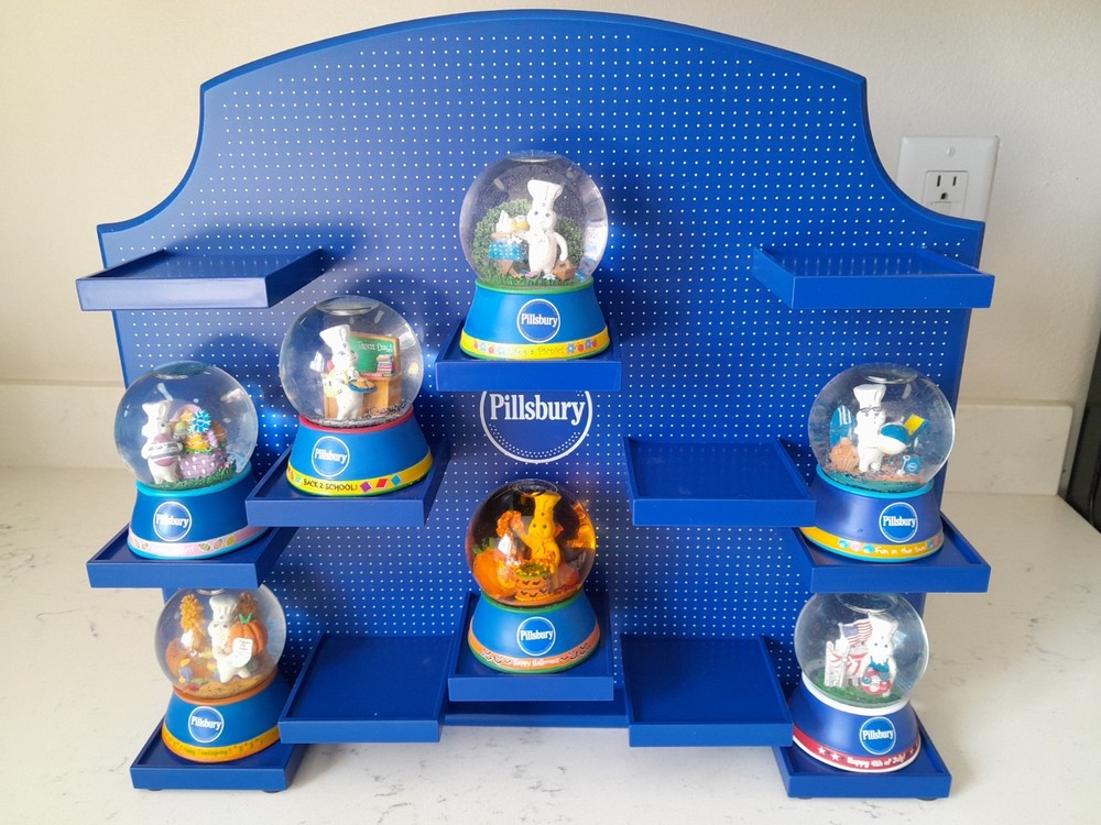 Vintage NOS Willabee & Ward Pillsbury Doughboy Snow Globe Set 7-Piece Holiday Display