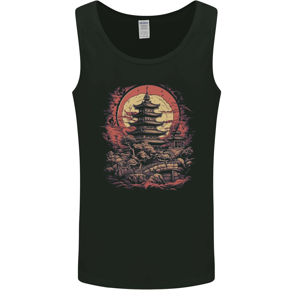 Fantasy Pagoda Sunset Mens Vest Tank Top