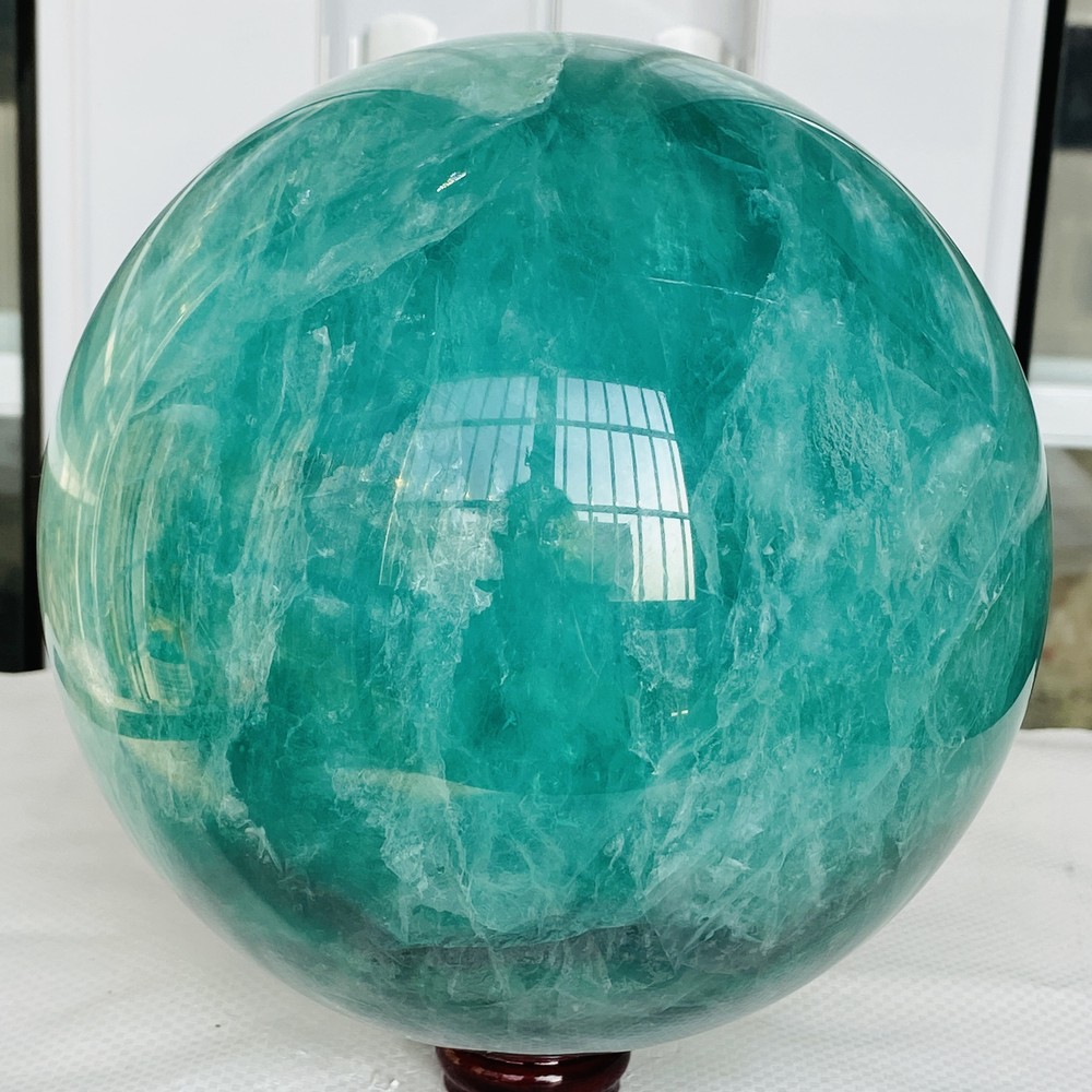 7140G Natural Green Fluorite Quartz Sphere Crystal Ball for Reiki Healing Energy