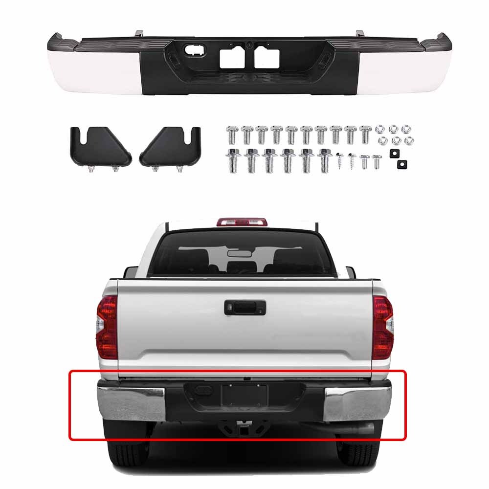 TO1103119 Chrome Steel Rear Bumper Assembly For Toyota Tundra 2014-21 W/o Park