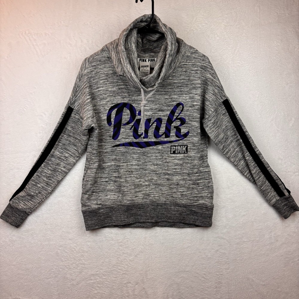 Victoria Secret PINK High-Neck Cowl Pullover Sweater in Gray Marl Size XS