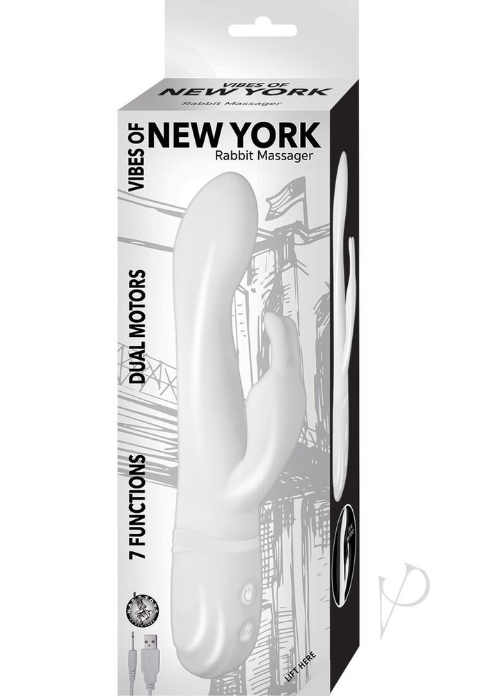 Vibes Of New York Rabbit Massager Rechargeable Silicone Vibrator - White