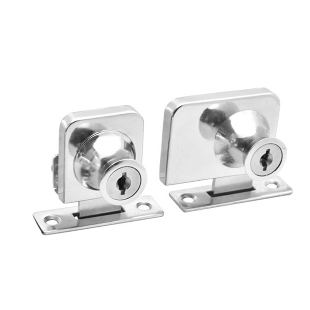 Set Door Lock Showcase Sliding Glass Zinc Alloy Display For 5-8mm Glass