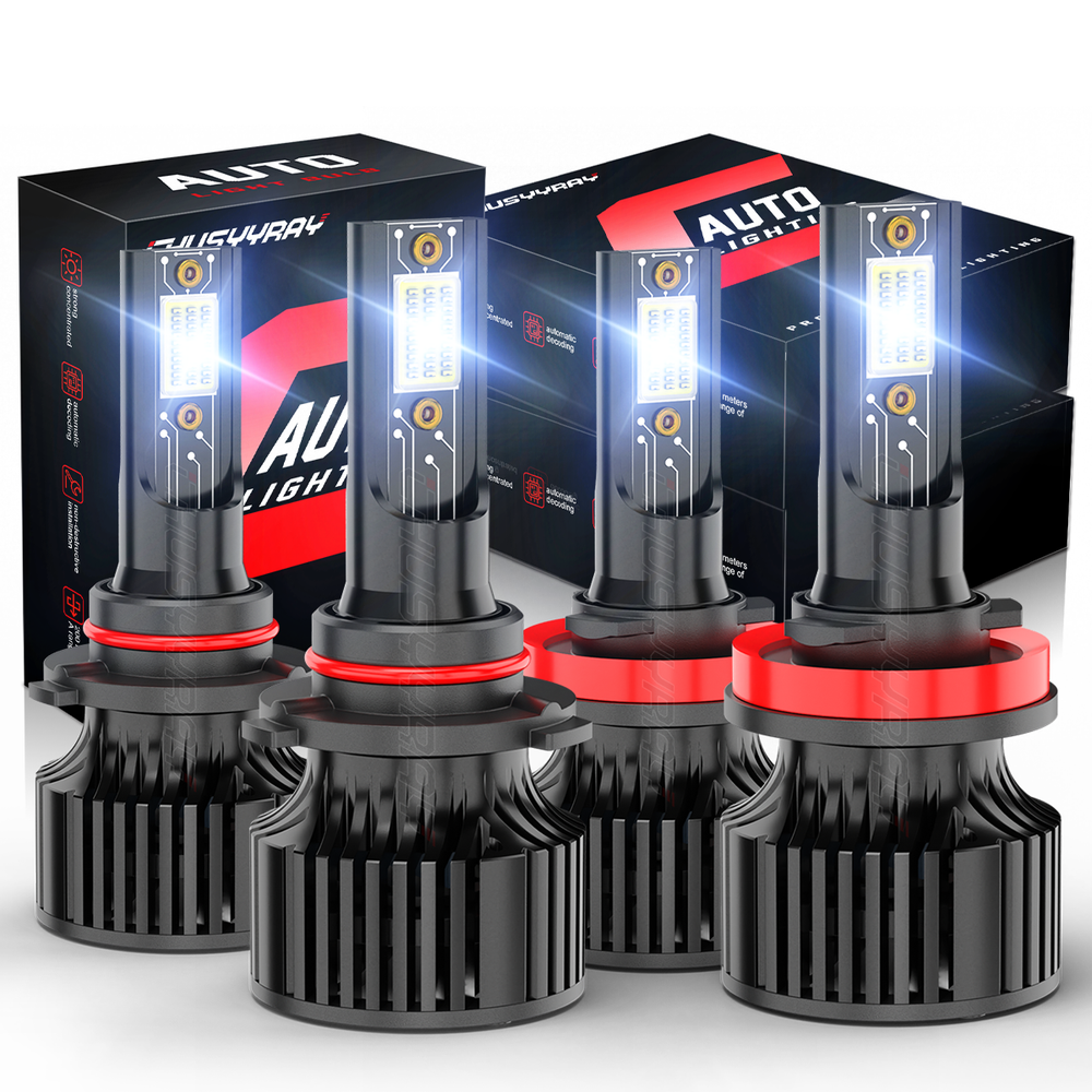 9005 H11 LED Headlight Kit Combo 10000K High Low Beam Super Bright White Bulbs