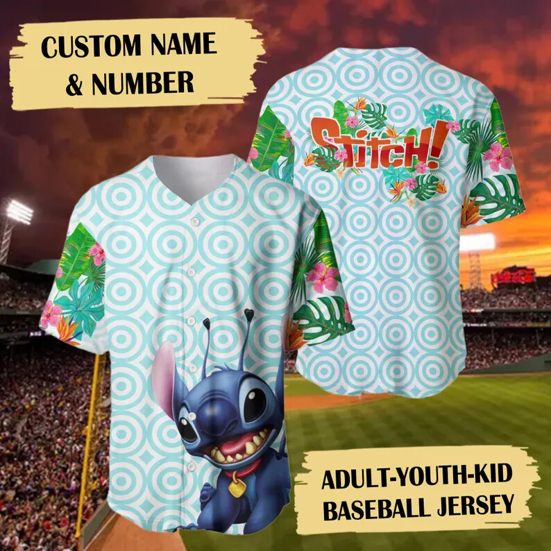 Personalized Blue Dog Tropical 3D Baseball Jersey Shirt MOTHER DAY GIFT US SIZE