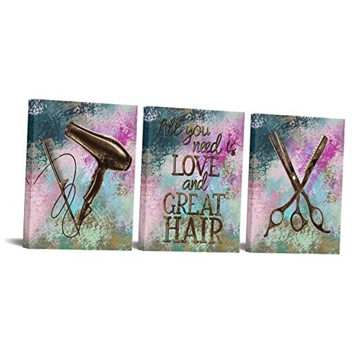 Hair Salon Wall Art Canvas Beauty Shop Art Painting Hair Stylist Artwork