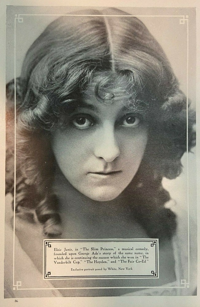 1911 Vintage Magazine Illustration Actress Elsie Janis