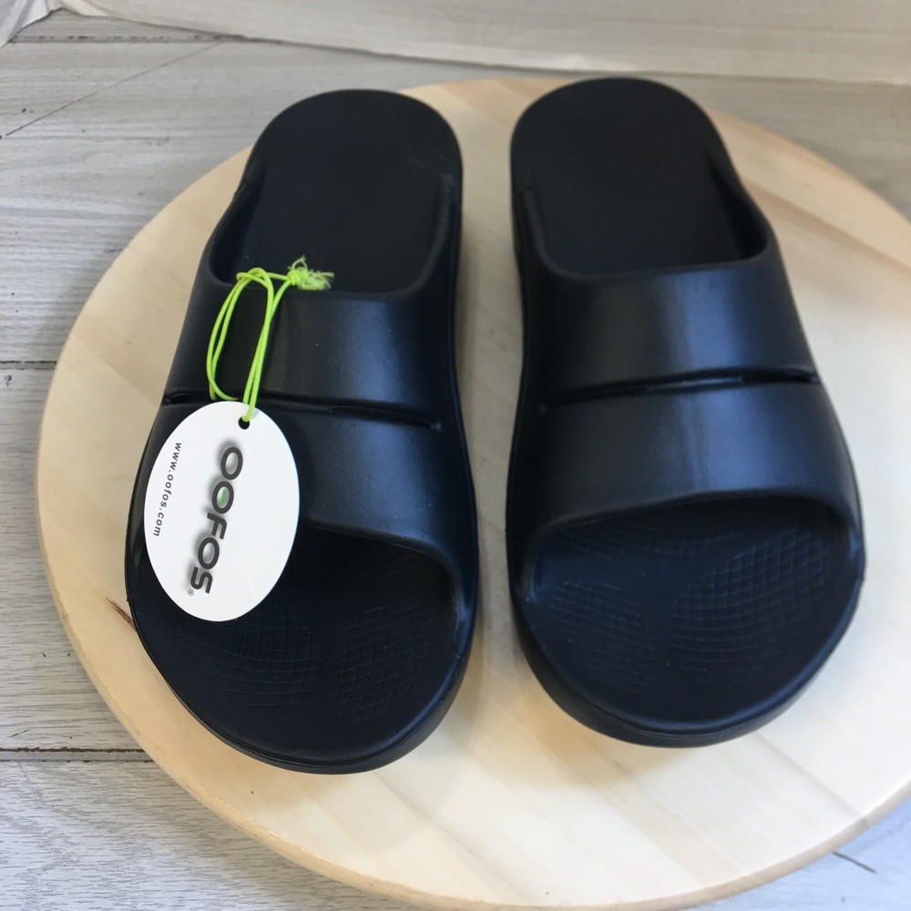 OOFOS OOAHH Sandal Slide Recovery Footware Unisex Black (Women 11) (Men 9)
