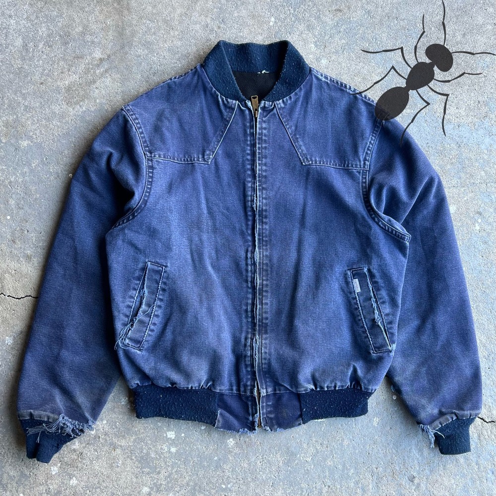 Vintage 1989 Carhartt Santa Fe distressed blue work jacket