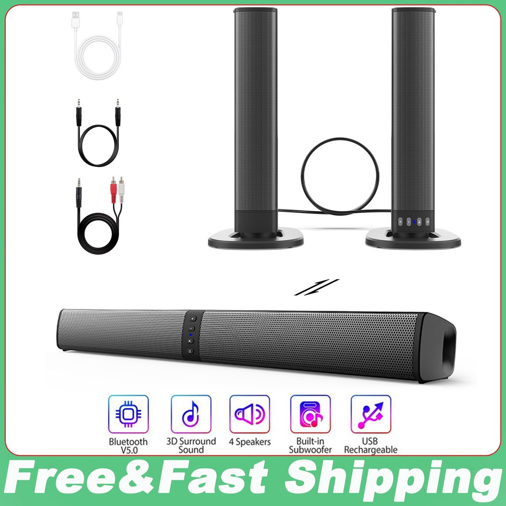 Bluetooth 5.0 Home TV Sound Bar Speaker System Wireless Subwoofer 3D Surround