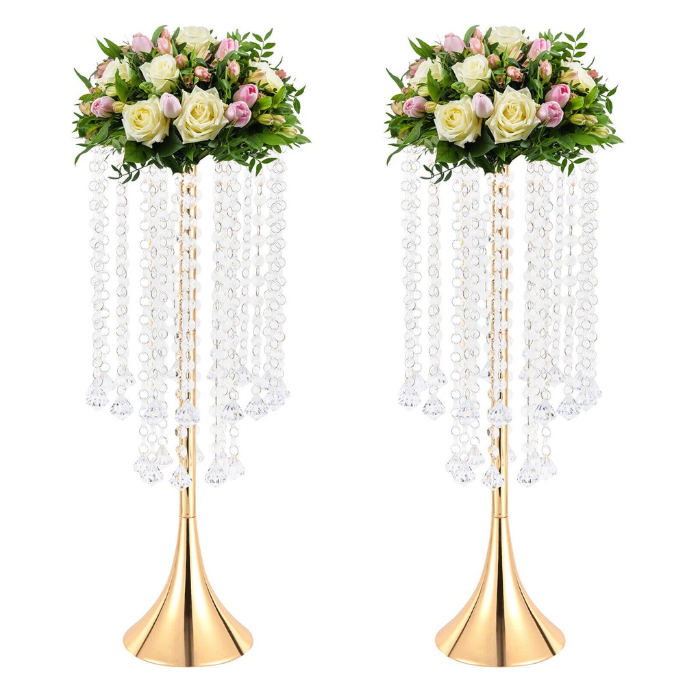 2Pcs 21.9 in Crystal Flower Vases Wedding Centerpieces Table Flower Vases SALE