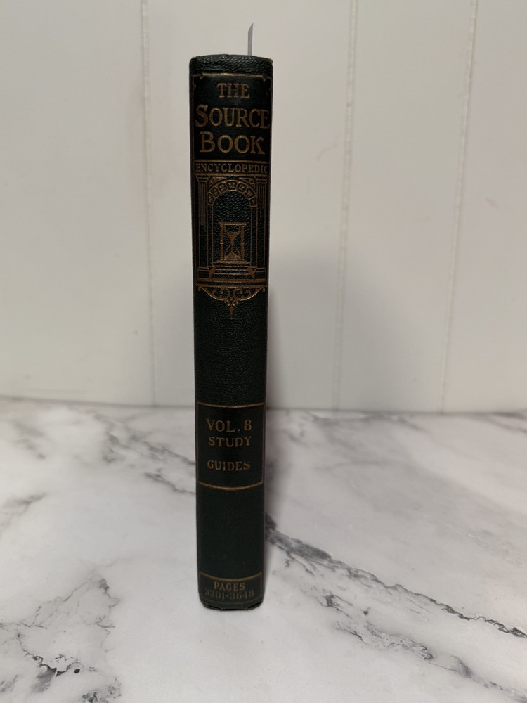 1929 Vintage Green Leather Bound Source Book Encyclopedia Vol 8