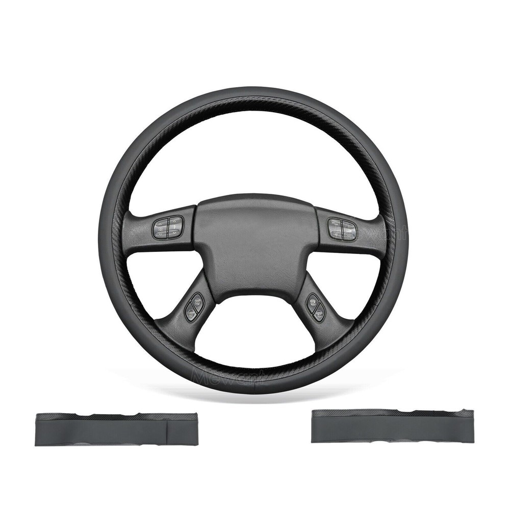 Hand sewn PU Leather Carbon Fiber Steering Wheel Wrap for Silverado 1500 Classic