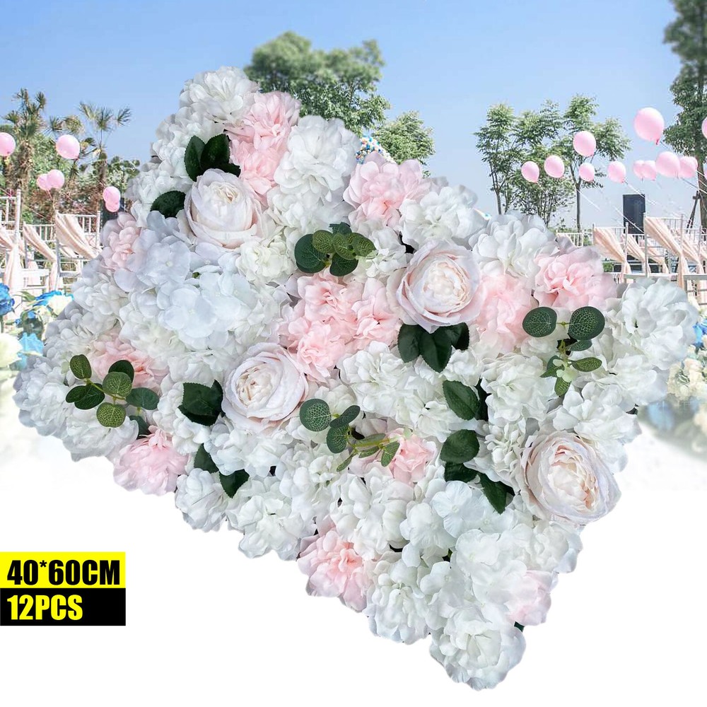 Artificial Silk Hydrangea Flower Wall Panels Wedding Backdrop 60 x40cm 12PCS